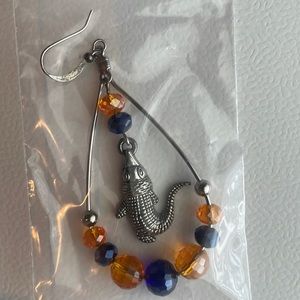 Gator earring UF university Florida alligator hoop silver purple orange pierced